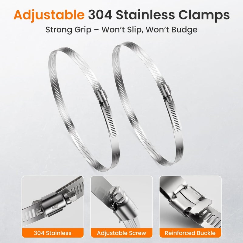QILIPSU Pole Mounting Kits, 304 Stainless Steel 11.4" x 1.9" Brackets with Adjustable 2–8 Inch Clamps for Electrical Boxes, Devices, and Outdoor Applications - Image 5